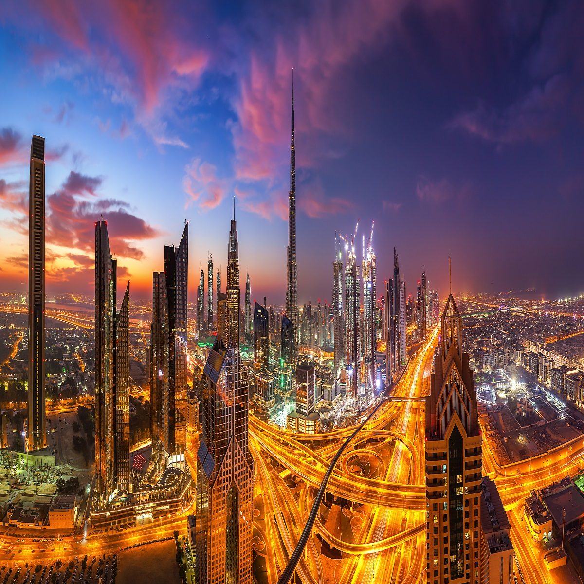 Dubai skyline at dusk
