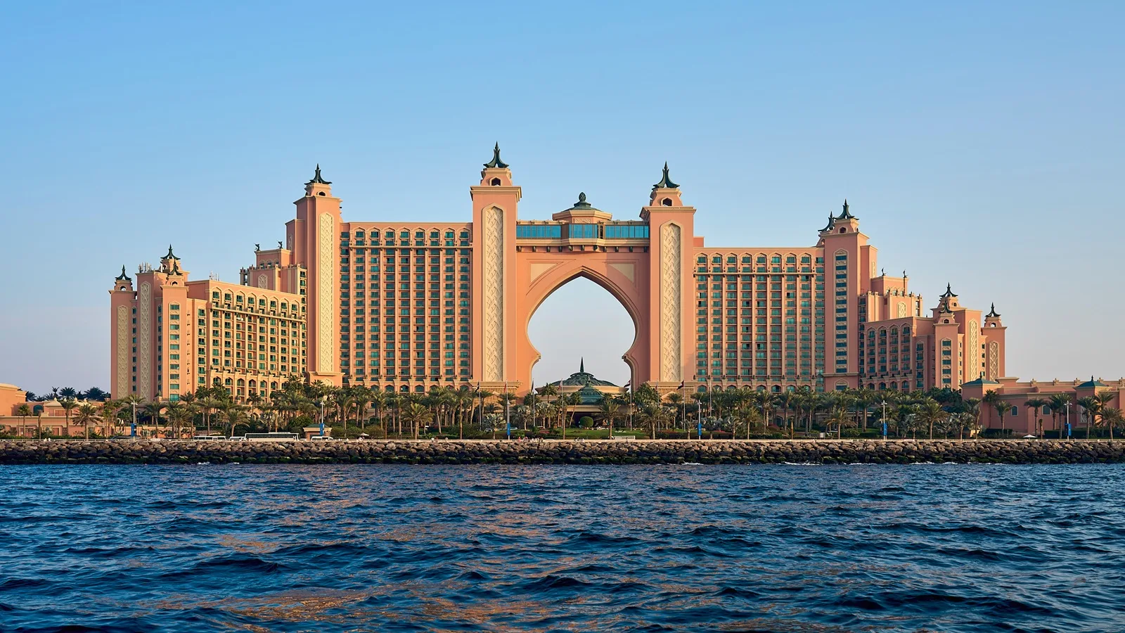 Atlantis The Palm luxury resort on Palm Jumeirah surrounded by the Arabian Gulf